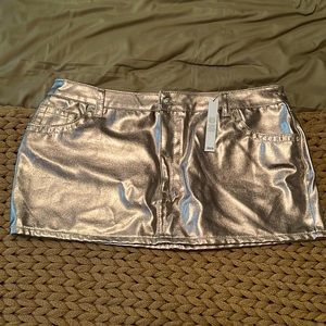 ASOS design gold denim like mini skirt